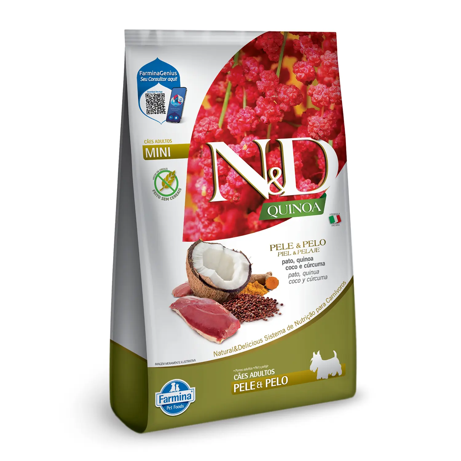 Ração N&D Quinoa Pele e Pelo Cães Adultos Raças Mini Pato